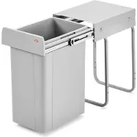 NABER Single 30 DT. Vuilnisbak, aluminium grijs (26 liter), hoogte 470 mm. - Prullenbak