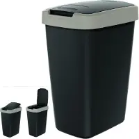 Prosperplast - Prullenbak / Afvalbak 12L - Zwart met lichtbruin frame