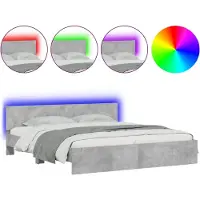 vidaXL Bedframe met hoofdeinde en LED-licht betongrijs 180x200 cm