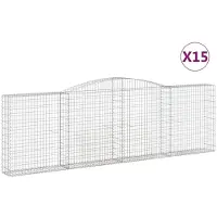 vidaXL Gabionen met boogvorm, 15 stuks, 400x30x120/140 cm, verzinkt staal
