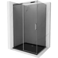 Mexen Omega schuifdeur douchecabine 100 x 90 , grafiet, chroom + platte douchebak, zwart - 825-100-090-01-40-4070