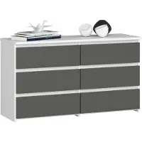 Akord Ladekast CL100 met 6 Lades / Furniture Factory / Wit - Grafietgrijs / 100 x 57 x 35 cm