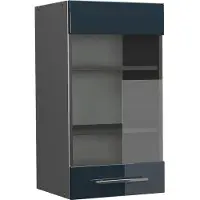 Vicco Fame-Line Glazen keukenkast – 40 cm Donkerblauw hoogglans