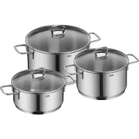 Silit Kookpan Set Inductiekookpannen 5st Glazen Deksel Allicante Roestvrij Staal, Pan + steelpan, Zilver
