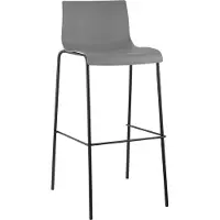 CLP Barkruk Hover kunststof 4-potig frame, met rugleuning, voetsteun zwart/grijs