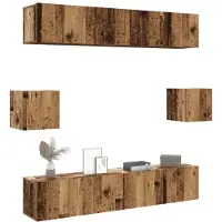 vidaXL 6-delig Tv-meubelset wandmontage bewerkt hout oud houtkleurig