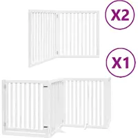 vidaXL Hondenhek inklapbaar met deur 8 panelen 640 cm populierhout wit