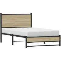vidaXL Metalen bed zonder matras, Sonoma-eikenhout, 100x190 cm