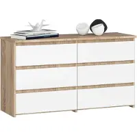 Akord Ladekast CL100 met 6 Lades / Furniture Factory / Sonoma Eik - Wit / 100 x 57 x 35 cm