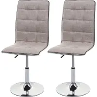 MCW Set van 2 eetkamerstoelen -C41, keukenstoel, in hoogte verstelbaar en draaibaar, stof/textiel MVG ~ crèmegrijs
