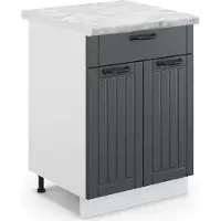 Vicco Keukenonderkast Fame-Line Antraciet landhuis 60 cm met lade, WB Marmer, Model 46962