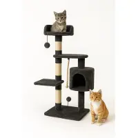 Mobiclinic Silvestre - Krabpaal - Krabpaal voor Katten - Kattenboom - Klimmen - 40 x 40 x 112 cm - 3 Hoogtes - Met platforms en schuilplaatsen - Tot 10 kg - Kattenhuis - Blauw