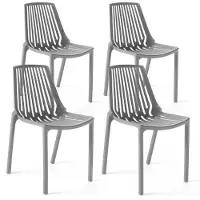 Oviala - Set van 4 grijze plastic stoelen - Paris