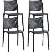 Oviala - Set van 4 zwarte kunststof terrasstoelen - Riga