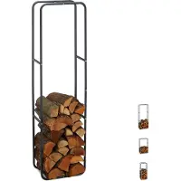 Relaxdays Brandhout rek - haardhout opslag - haardhout rek - binnen - buiten - metaal 150 x 40 x 25 cm