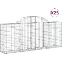 vidaXL Gabionen met boogvorm, 25 stuks, 200x30x80/100 cm, verzinkt staal