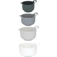Alpina Set 4x Mengkom/ Beslagkom - met Handvat - 1,2-1,65-2,4-3 Liter - Antislip - Wit en Grijs