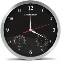 Esperanza Washington - Wandklok ø30cm - Temperatuur- en luchtvochtigheidsmeter - Zwart