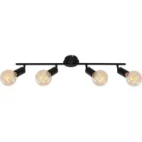 Briloner 4-lichtspots, zwart staal, zwart, 69,5 x 10 cm, fitting E27