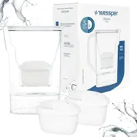 Wessper D3 Slim AquaMax waterfilterkan, 2,7 liter, wit – inclusief 3 AquaMax standaard filterpatronen