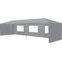 Casa.pro Paviljoen partytent met 8 zijwanden 9x3x2,55 m donkergrijs