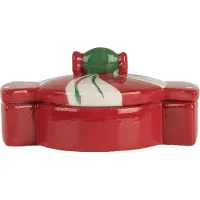Clayre & Eef Voorraadpot 14x10x8 cm Rood Wit Keramiek