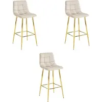 Leobert ARCETO kruk - beige fluweel / GOUDEN poten x 3