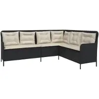 vidaXL Tuinbank met kussens L-vormig poly rattan zwart