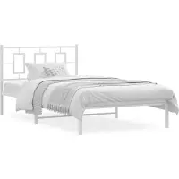 vidaXL Bedframe met hoofdbord metaal wit 107x203 cm