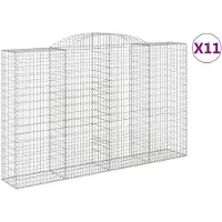 vidaXL Gabionen met boogvorm, 11 stuks, 300x50x180/200 cm, verzinkt staal
