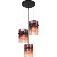 Globo Lighting Zwarte hanglamp Gorley met rood glas Ø 47cm