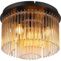 Globo Zwarte plafondlamp Gorley met amberglas Ø 32cm