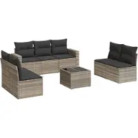 vidaXL 8-delige Loungeset met kussens poly rattan lichtgrijs
