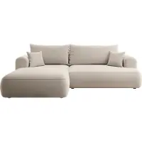 Selsey Hoekbank Philipa links velvet met slaapfunctie | Design fluweel wit 260x93x165 cm hoekbanken | NADUVI