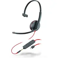 HP Plantronics Blackwire 3215 headset, mono, USB-C en 3,5 mm aansluiting, geoptimaliseerde unified communication