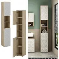 Vicco Edge Badkamerkast – 30 x 189.5 cm met 2 deuren en 3 vakken Wit