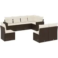 vidaXL 8-delige Loungeset met kussens poly rattan bruin