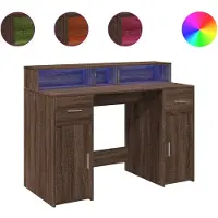vidaXL - Bureau - met - LED-verlichting - 120x55x91 - cm - hout - bruin - eikenkleurig