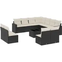 vidaXL 12-delige Loungeset met kussens poly rattan zwart