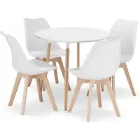 TEXTILOMANIE Eettafel en stoelen - 5-delig - wit - zelf te monteren