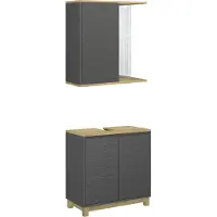 Vicco Livia Badkamermeubelset – 2 delen Antraciet/eiken