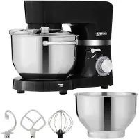 Arebos Keukenmachine - 1500W - Keukenrobot - 5,5L&4,5L - Keukenmixer - Foodprocessor - Roestvrij Stalen Mengkom - 6 Snelheden - Zwart