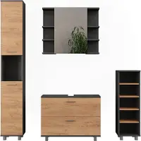 Vicco Ilias Badkamermeubelset – 4 delen Eik goud/antraciet