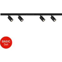 Briloner Rail - Railverlichting - opbouwspots - startset opbouwrail - 4x GU10 spots - draaibaar - 150 cm - zwart