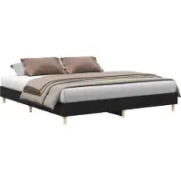 vidaXL Bedframe Zwart Eiken 203 x 183 x 25 cm Bewerkt hout