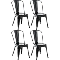 CLP Set van 4 Stapelstoelen Benedikt - Horecastoel met Rugleuning - Stapelbare Eetkamerstoel voor Keuken, Bistro en Café - Metaal - zilver