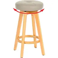 Mendler Barkruk Navan, barkruk, pianostool, draaibaar, met houten frame en kunstleren bekleding, kleur taupe, met lichte poten