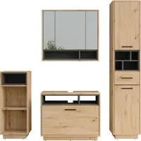 Vicco Beatrice Badkamermeubelset – Set 4 Artisanaal eiken/antraciet