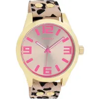 Oozoo Timepieces - Goudkleurige horloge met leren band - C1099