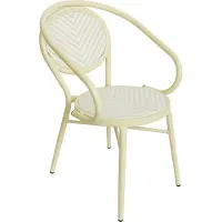 Oviala - Parijse bistro-stijl tuinstoel in aluminium en beige rotan - Villiers